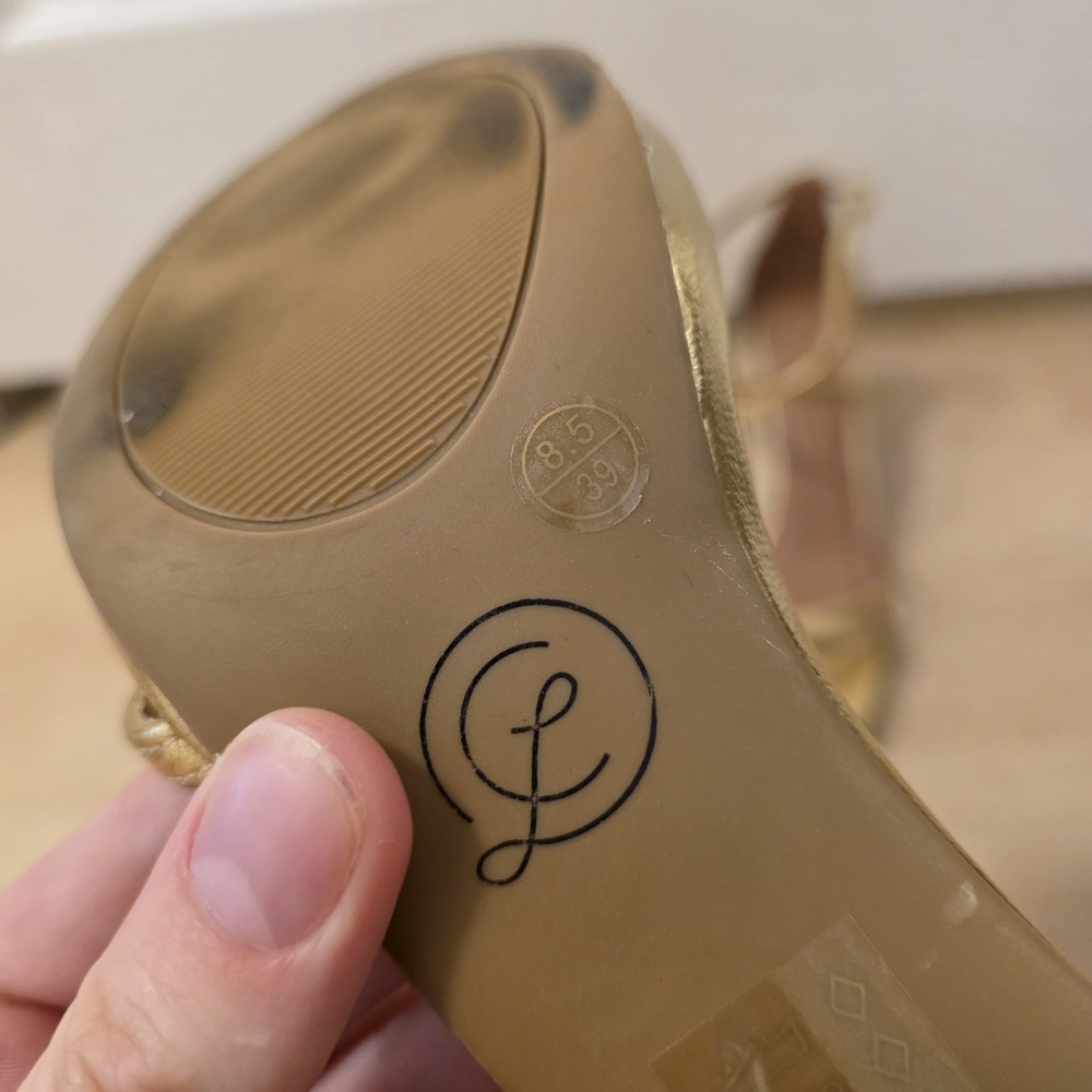 Chinese Laundry Gold Party Glam Going Out Sexy Strappy Sandal Heels Size 8.5M - Picture 8 of 11